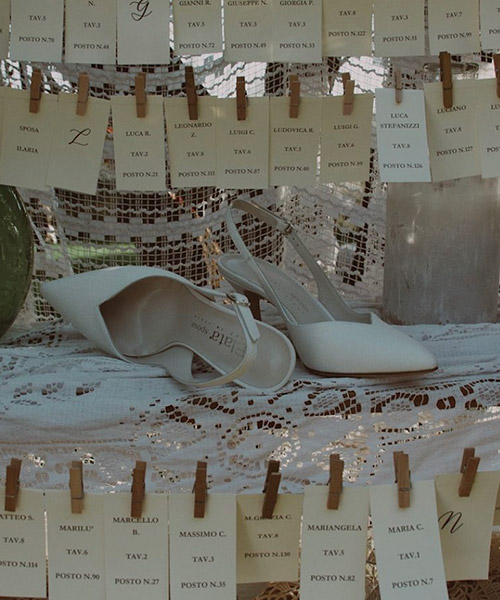 Slingback da sposa bianca con tacco medio — Tulle Calzature, Torino